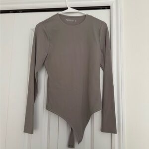 Abercrombie & Fitch Taupe Long Sleeve Bodysuit